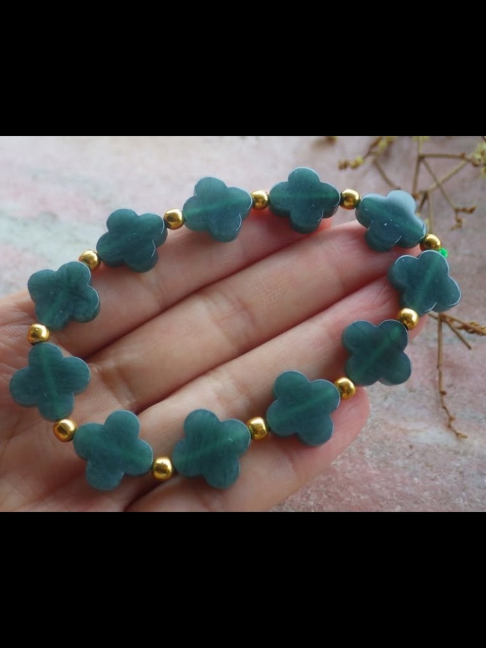 Jadeite dark green clover bracelet jade 6inches 6.5inches certificate